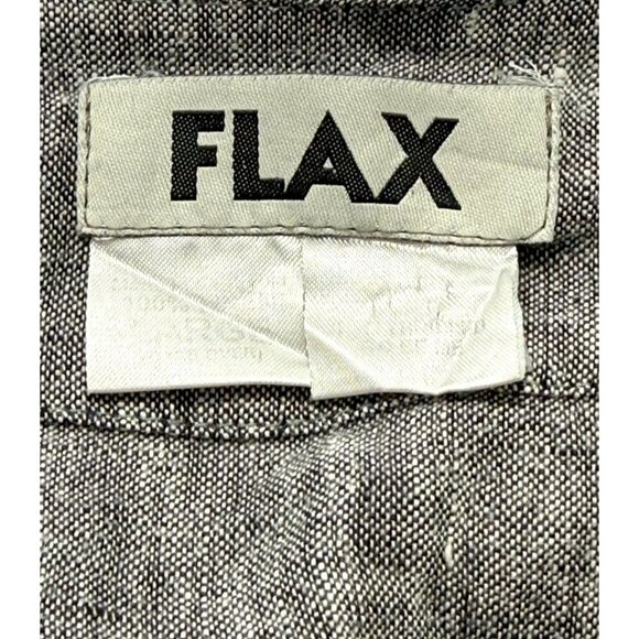 Flax Heathered Black Linen Button Down Blouse Jacket Pockets Lagenlook Size L - Picture 7 of 9